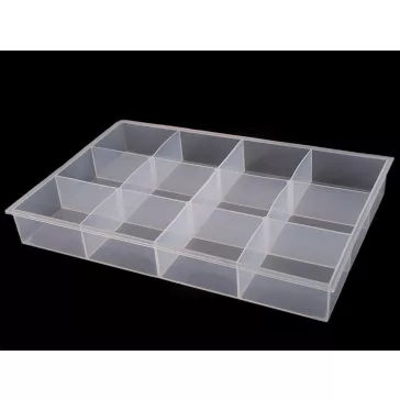   Műanyag rekeszes tároló doboz 23x34,5x4,5 cm - Transparent (4 db-os csomagolás)