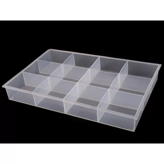 Műanyag rekeszes tároló doboz 23x34,5x4,5 cm - Transparent (4 db-os csomagolás) Műanyag rekeszes tároló doboz 23x34,5x4,5 cm - Transparent (4 db-os csomagolás)