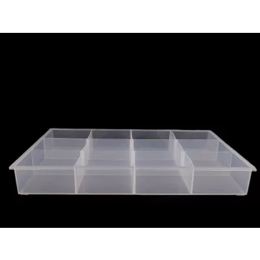   Műanyag rekeszes tároló doboz 23x34,5x4,5 cm - Transparent (4 db-os csomagolás)