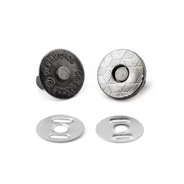 Mágnes kapocs Ø14 mm - 4 nikkel fekete (20 szett)