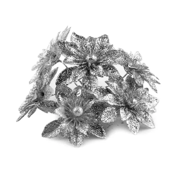 Karácsonyi csillag drótszálon glitterekkel - 2 ezüst (6 db-os csomagolás) Karácsonyi csillag drótszálon glitterekkel - 2 ezüst (6 db-os csomagolás)