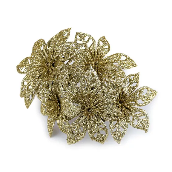 Karácsonyi csillag drótszálon glitterekkel - 3 arany (72 db-os csomagolás) Karácsonyi csillag drótszálon glitterekkel - 3 arany (72 db-os csomagolás)