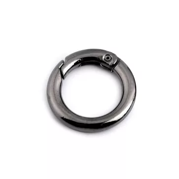   Karabiner gömbölyű táskára való / kulcskarika Ø16 mm - 2 nikkel fekete (10 db-os csomagolás)