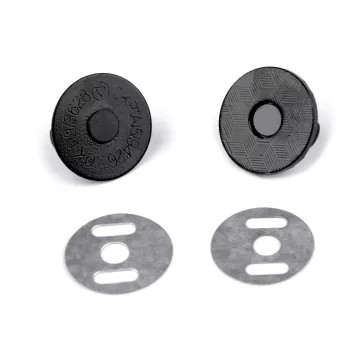 Mágneses vékony kapocs Ø18 mm - 5 fekete lakk (20 szett)