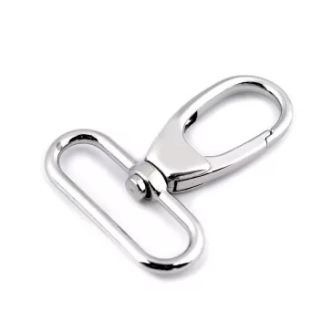   Fém forgós karabiner 38 mm-es befűző - 1 nikkel (1 db-os csomagolás)