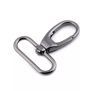   Fém forgós karabiner 38 mm-es befűző - 2 nikkel fekete (1 db-os csomagolás)