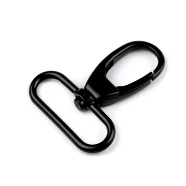   Fém forgós karabiner 38 mm-es befűző - 5 fekete lakk matt (1 db-os csomagolás)