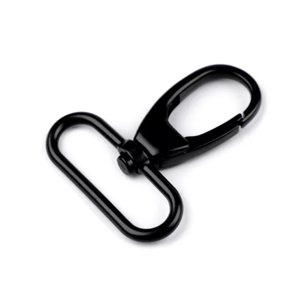 Fém forgós karabiner 38 mm-es befűző - 5 fekete lakk matt (1 db-os csomagolás) Fém forgós karabiner 38 mm-es befűző - 5 fekete lakk matt (1 db-os csomagolás)