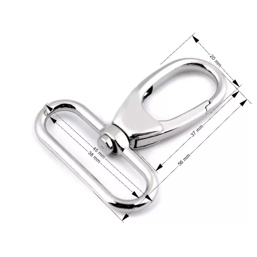 Fém forgós karabiner 38 mm-es befűző