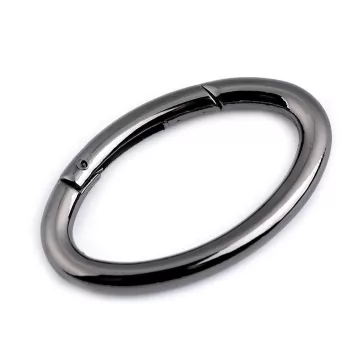   Ovális karabiner táskára / kulcskarika - 2 nikkel fekete (1 db-os csomagolás)