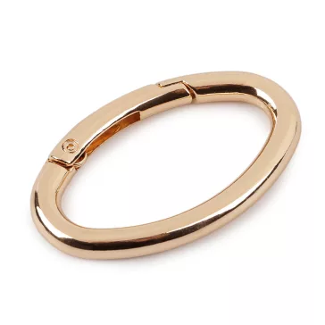   Ovális karabiner táskára / kulcskarika - 5 rózsaarany (10 db-os csomagolás)