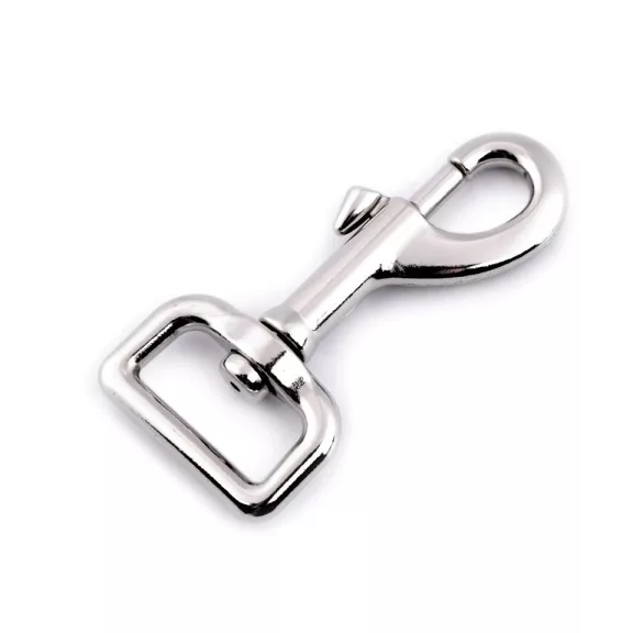Nagy fém forgós karabiner 38 mm-es befűző - 1 nikkel (10 db-os csomagolás) Nagy fém forgós karabiner 38 mm-es befűző - 1 nikkel (10 db-os csomagolás)