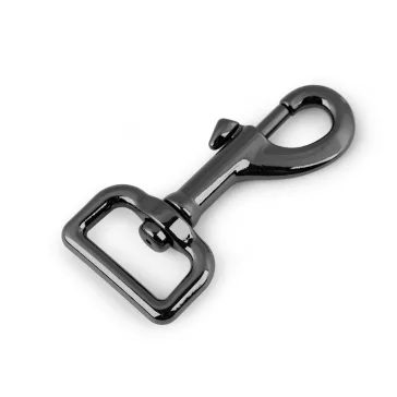   Nagy fém forgós karabiner 38 mm-es befűző - 2 nikkel fekete (10 db-os csomagolás)