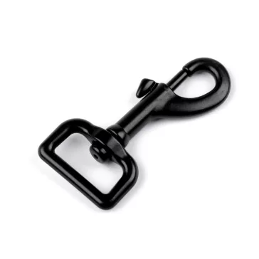   Nagy fém forgós karabiner 38 mm-es befűző - 4 fekete lakk (10 db-os csomagolás)