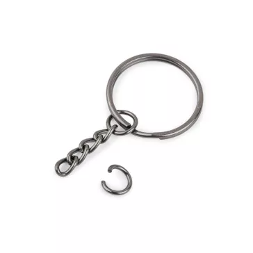   Láncos kulcskarika Ø25 mm - 2 nikkel fekete (1000 db-os csomagolás)