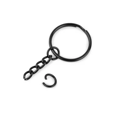   Láncos kulcskarika Ø25 mm - 5 fekete lakk (10 db-os csomagolás)