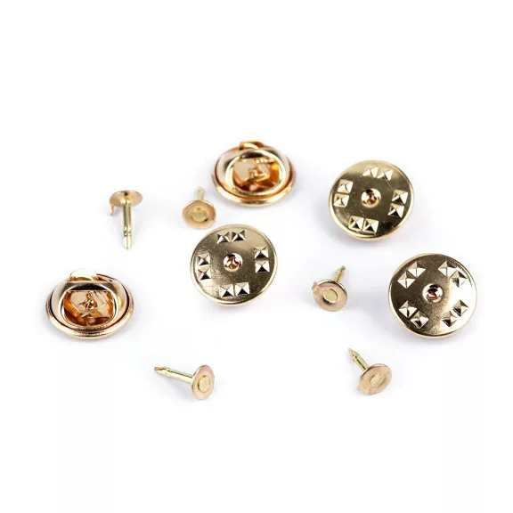 Tiszti patent hát+szeg Ø11 mm jelvény gomb, pillangó patent - 2 arany (10 pr) Tiszti patent hát+szeg Ø11 mm jelvény gomb, pillangó patent - 2 arany (10 pr)