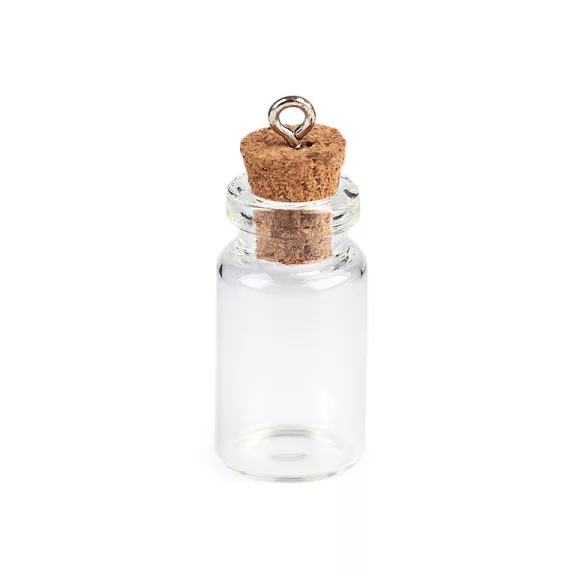Üvegcse medál parafa dugóval 13x30 mm - Transparent (10 fiola) Üvegcse medál parafa dugóval 13x30 mm - Transparent (10 fiola)