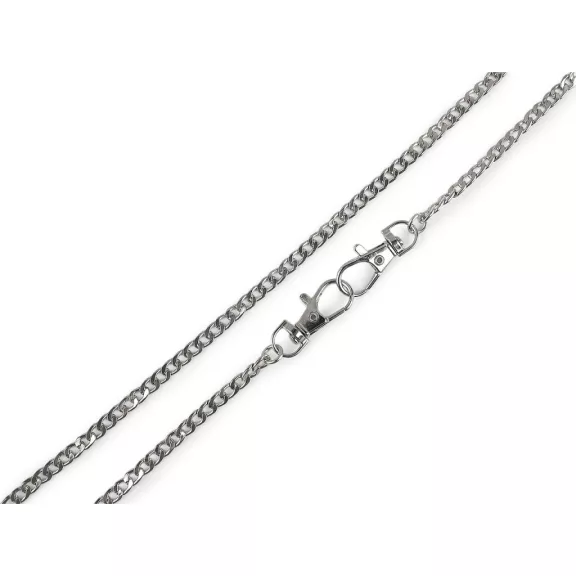 Fém táskalánc lapos karabinerrel hossza 117 cm - 1 nikkel (1 db-os csomagolás) Fém táskalánc lapos karabinerrel hossza 117 cm - 1 nikkel (1 db-os csomagolás)