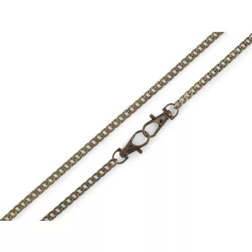   Fém lapos táskalánc karabinerrel hossza 120 cm - 5 ósárgaréz (4 db-os csomagolás)