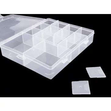   Műanyag rekeszes doboz 4x17x21 cm - 1 Transparent (3 db-os csomagolás)