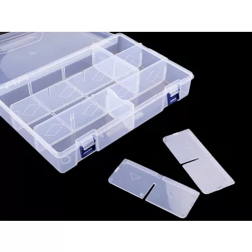   Műanyag rekeszes doboz 6x20x30 cm - Transparent (1 db-os csomagolás)