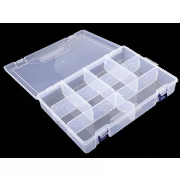   Műanyag rekeszes doboz 6x20x30 cm - Transparent (2 db-os csomagolás)