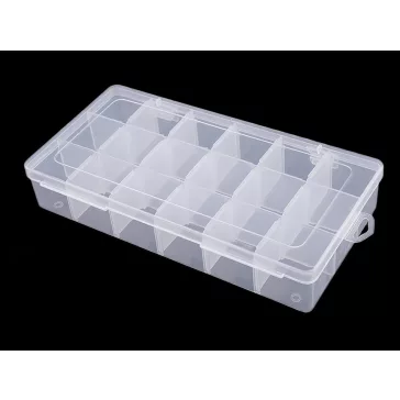   Műanyag rekeszes doboz 12,5x23x4 cm - Transparent (3 db-os csomagolás)