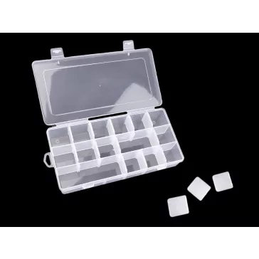  Műanyag rekeszes doboz 12,5x23x4 cm - Transparent (3 db-os csomagolás)