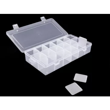   Műanyag rekeszes doboz 12,5x23x4 cm - Transparent (3 db-os csomagolás)