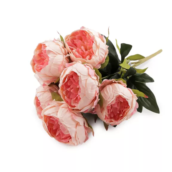 Pünkösdirózsa művirág - 6 korall világos (1 csokor) Pünkösdirózsa művirág - 6 korall világos (1 csokor)