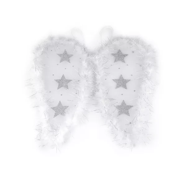 Angyal szárny tollakkal és glitteres csillaggal - fehér (1 db-os csomagolás) Angyal szárny tollakkal és glitteres csillaggal - fehér (1 db-os csomagolás)