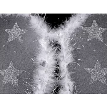   Angyal szárny tollakkal és glitteres csillaggal - fehér (1 db-os csomagolás)