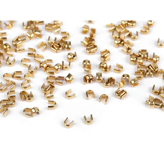 Végzáró spirálos és fém cipzárra No 3; 5; 8; 10 felső - 2 (3 mm) világos arany (10 g-os csomagolás) Végzáró spirálos és fém cipzárra No 3; 5; 8; 10 felső - 2 (3 mm) világos arany (10 g-os csomagolás)
