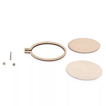   Kis fa keret / hímző medál - 1 (Ø40 mm) természeti kör (4 db-os csomagolás)