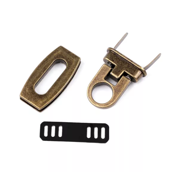 Táska zár készlet 20x40 mm kapocs - 3 ósárgaréz (10 szett) Táska zár készlet 20x40 mm kapocs - 3 ósárgaréz (10 szett)