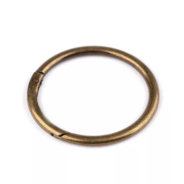   Karabiner gömbölyű táskára való / karika kulcsra Ø50 mm nagy - 4 ósárgaréz (1 db-os csomagolás)