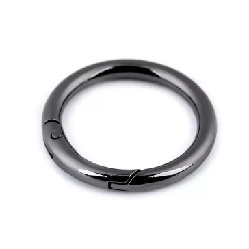   Karabiner gömbölyű táskára való / karika kulcsra Ø32 mm - 2 nikkel fekete (1 db-os csomagolás)
