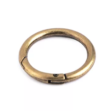   Karabiner gömbölyű táskára való / karika kulcsra Ø32 mm - 4 ósárgaréz (1 db-os csomagolás)