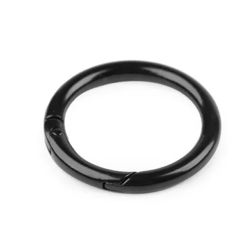   Karabiner gömbölyű táskára való / karika kulcsra Ø32 mm - 5 fekete lakk (10 db-os csomagolás)
