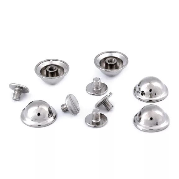 Díszes csavaros nyitt / láb táskákra Ø13 mm - 1 nikkel (100 pr) Díszes csavaros nyitt / láb táskákra Ø13 mm - 1 nikkel (100 pr)