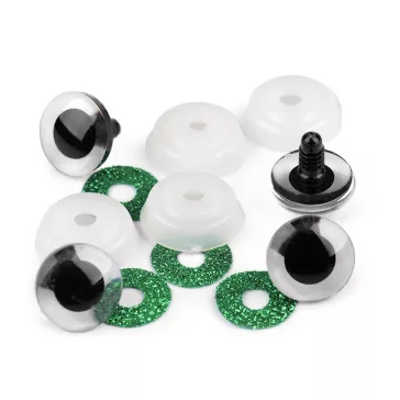   Biztonsági szemeg glitterekkel Ø20 mm - 3 élénkzöld (20 szett)