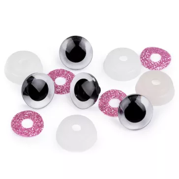   Biztonsági szemeg glitterekkel Ø20 mm - 5 rózsás világos (4 szett)