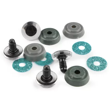   Biztonsági szemeg glitterekkel Ø20 mm - 8 türkisz (100 szett)