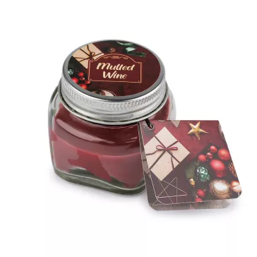   Kis illat mécses üvegben névkártyával 28 g - 28 (Mulled wine) vörös bordó (3 db-os csomagolás)