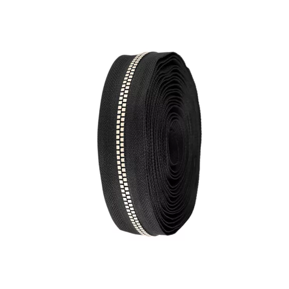 Fogazott cipzár No 5 mm folyóméter - 2 (322) fekete arany Fogazott cipzár No 5 mm folyóméter - 2 (322) fekete arany