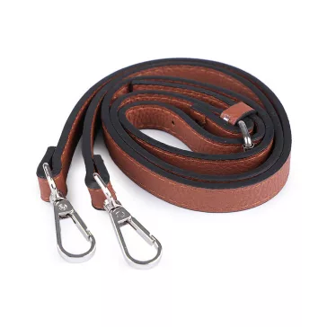   Műbőr heveder / karabinerrel szélessége 1,5 cm - 1 barna konyak nikkel (10 db-os csomagolás)