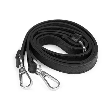   Műbőr heveder / karabinerrel szélessége 1,5 cm - 2 fekete nikkel (10 db-os csomagolás)