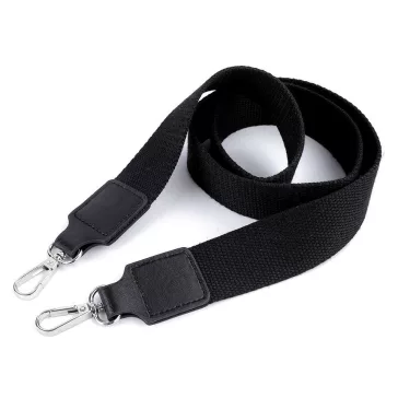   Textil táskafül / heveder karabinerrel szélessége 3,8 cm - 1 fekete nikkel (5 db-os csomagolás)