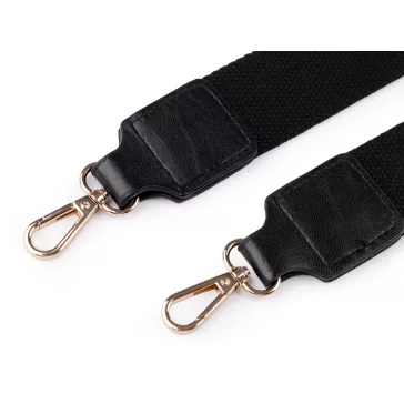   Textil táskafül / heveder karabinerrel szélessége 3,8 cm - 4 fekete arany (5 db-os csomagolás)